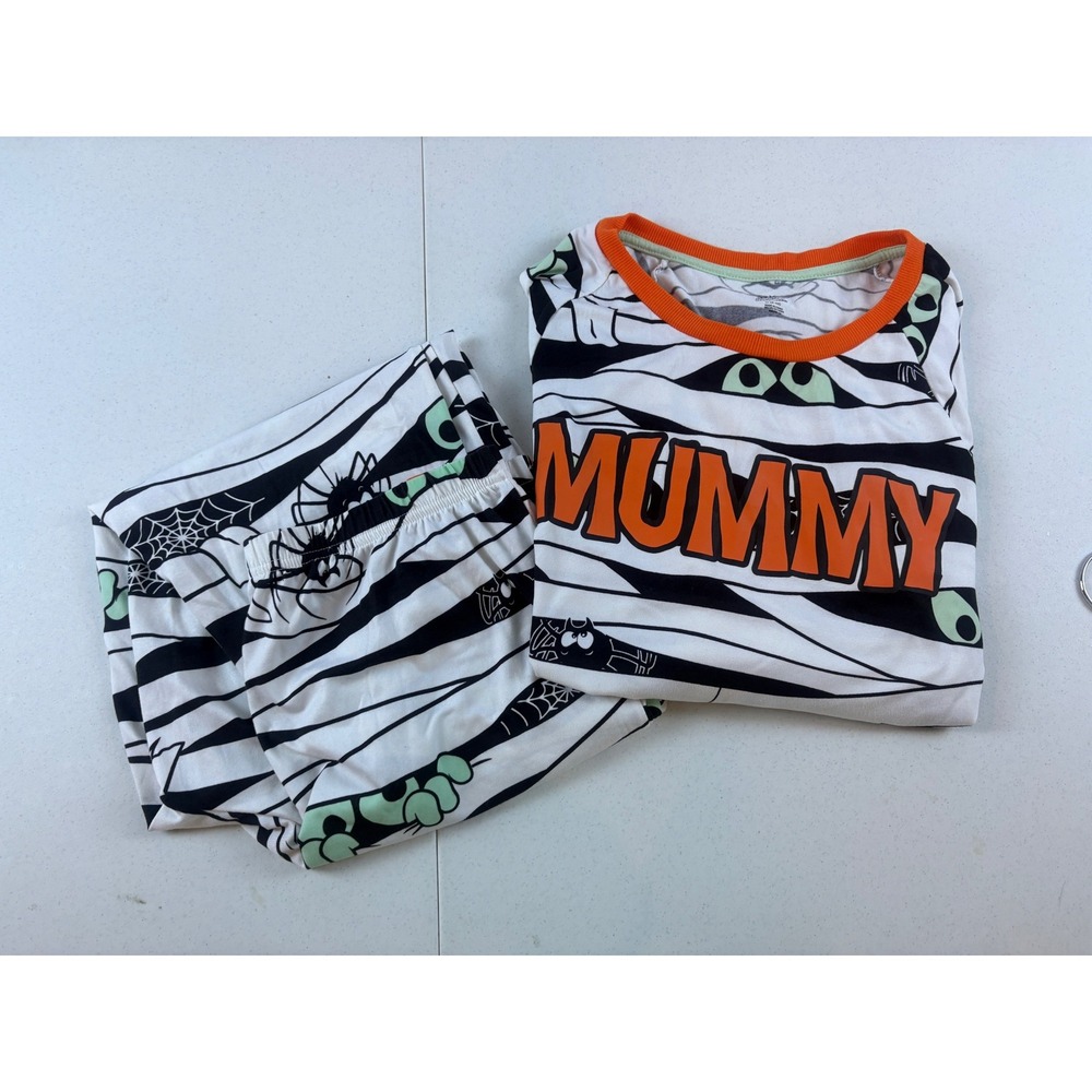 Celebrate Halloween‎ Adult Mummy Pajama Set Orange White Black Size Medium